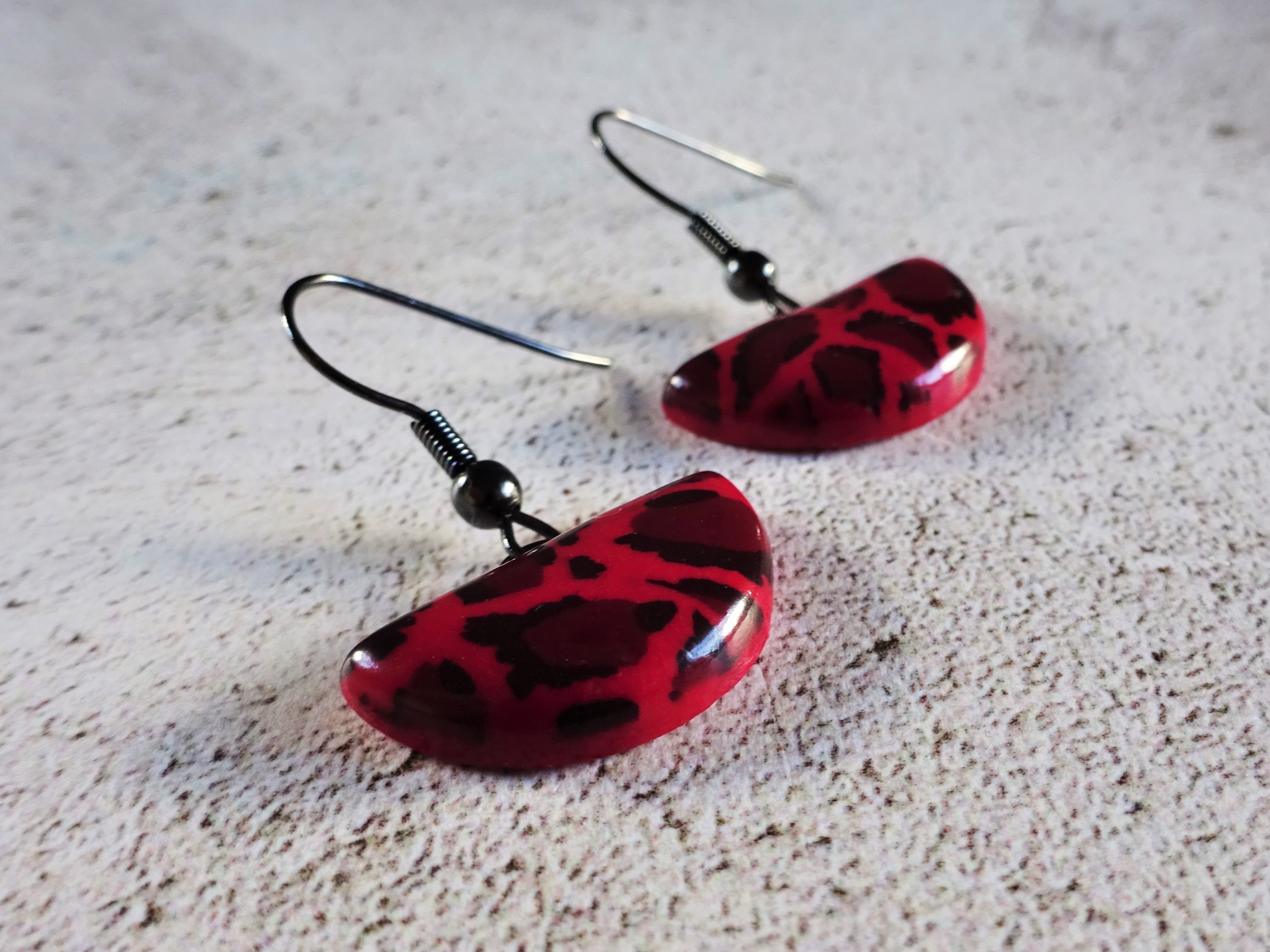 Red leopard print earrings